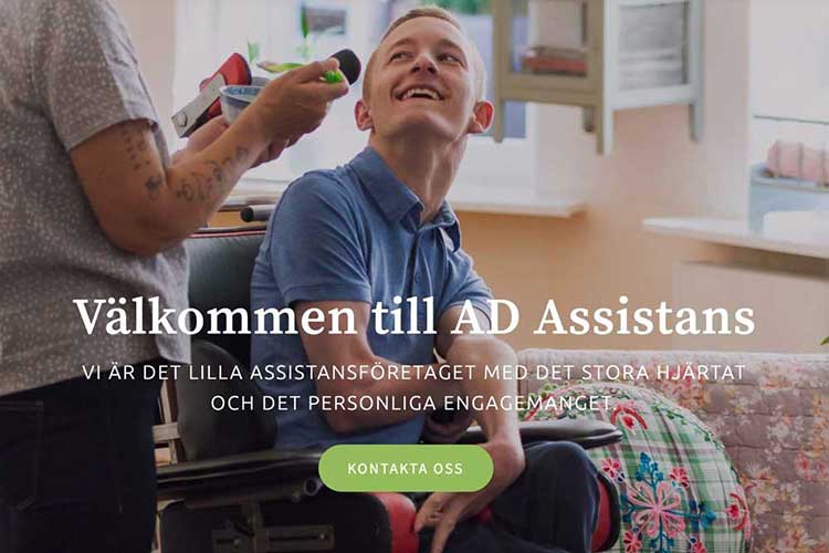 En skärmbild av AD Assistans hemsida